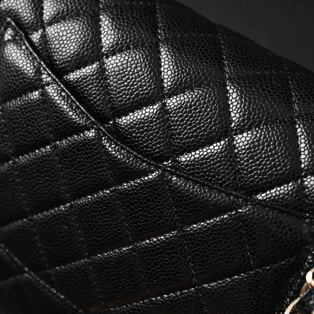 Chanel Classic Flap Bag – Black Quilted Caviar Leather with Gold-Tone Hardware — view 4
