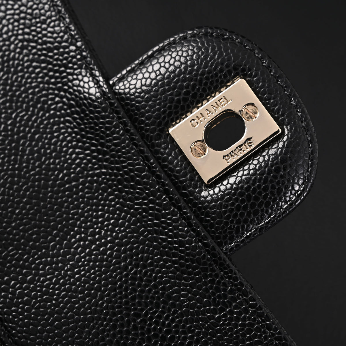 Chanel Classic Flap Bag – Black Quilted Caviar Leather with Gold-Tone Hardware — view 8