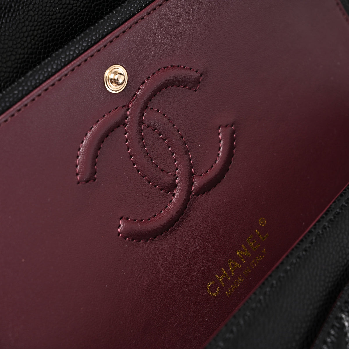 Chanel Classic Flap Bag – Black Quilted Caviar Leather with Gold-Tone Hardware — view 11