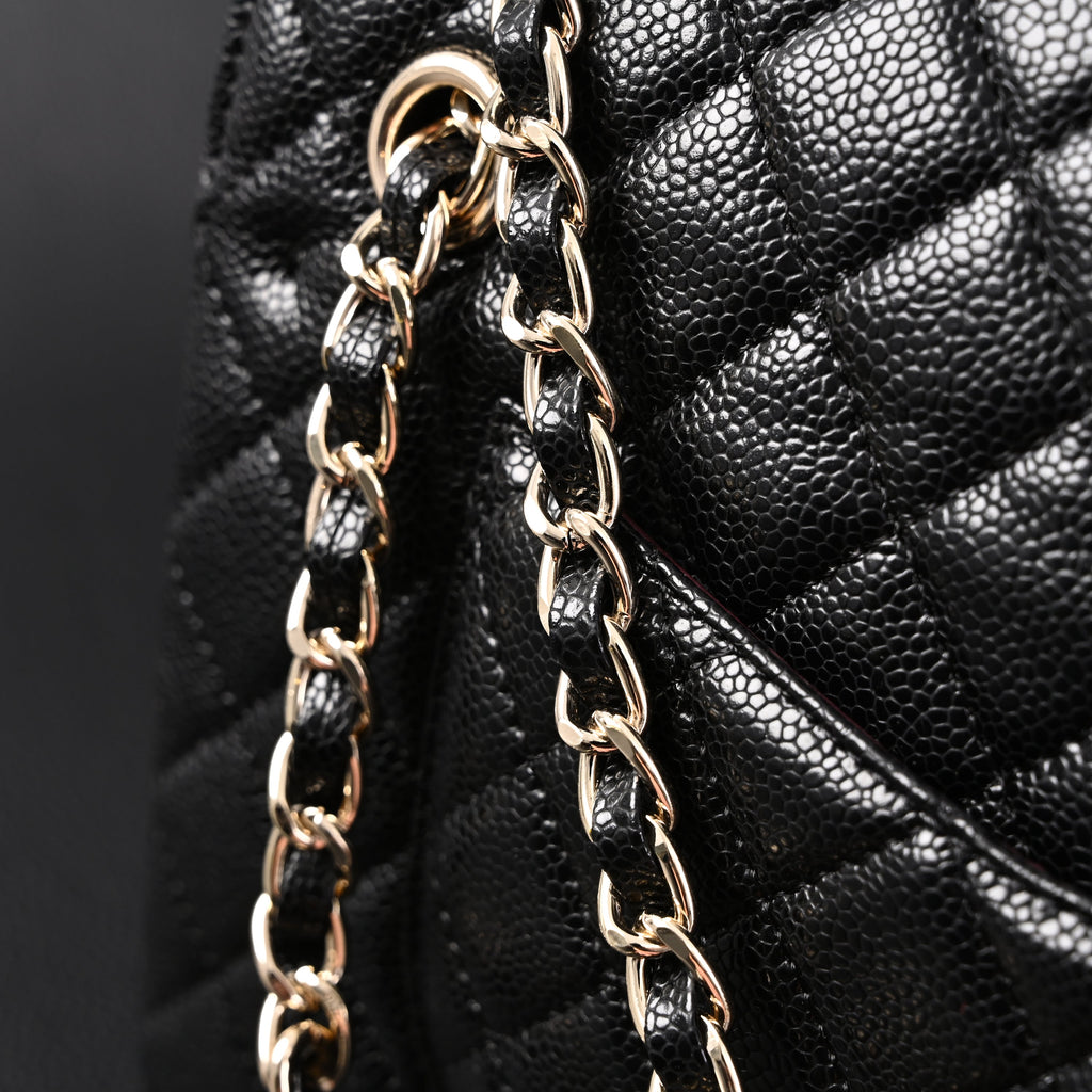 Chanel Classic Flap Bag – Black Quilted Caviar Leather with Gold-Tone Hardware — view 22