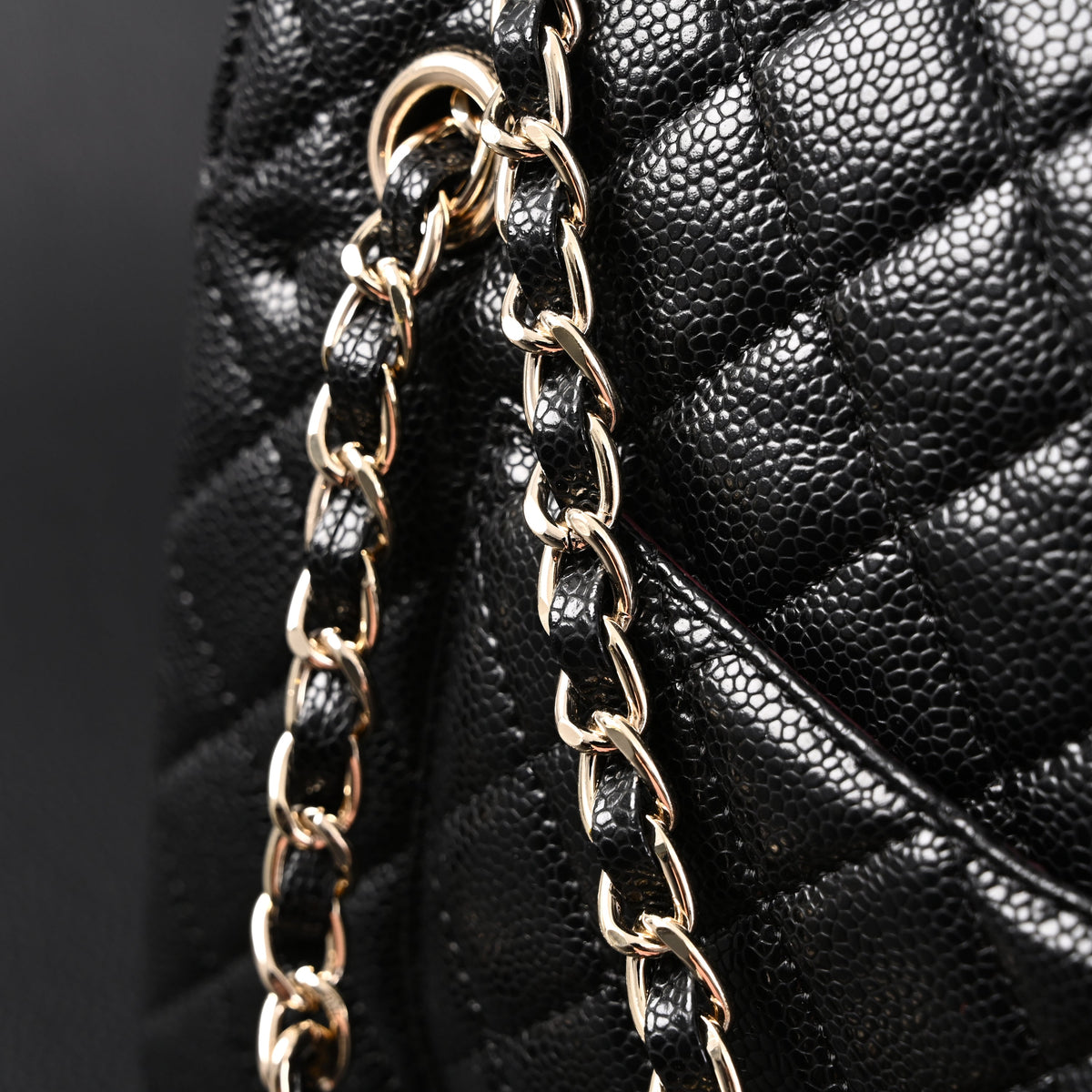 Chanel Classic Flap Bag – Black Quilted Caviar Leather with Gold-Tone Hardware — view 22