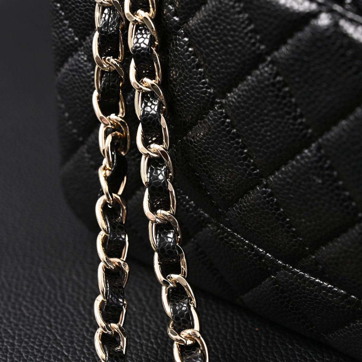 Chanel Classic Flap Bag – Black Quilted Caviar Leather with Gold-Tone Hardware — view 13