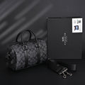 Coach Signature Duffel Bag – Black Monogram Canvas with Leather Trim — view 1