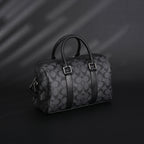 Coach Signature Duffel Bag – Black Monogram Canvas with Leather Trim — view 4
