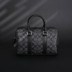 Coach Signature Duffel Bag – Black Monogram Canvas with Leather Trim — view 5