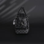 Coach Signature Duffel Bag – Black Monogram Canvas with Leather Trim — view 6