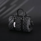 Coach Signature Duffel Bag – Black Monogram Canvas with Leather Trim — view 7