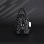 Coach Signature Duffel Bag – Black Monogram Canvas with Leather Trim — view 8