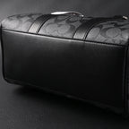 Coach Signature Duffel Bag – Black Monogram Canvas with Leather Trim — view 10