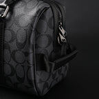 Coach Signature Duffel Bag – Black Monogram Canvas with Leather Trim — view 11