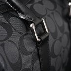 Coach Signature Duffel Bag – Black Monogram Canvas with Leather Trim — view 13