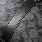 Coach Signature Duffel Bag – Black Monogram Canvas with Leather Trim — view 15