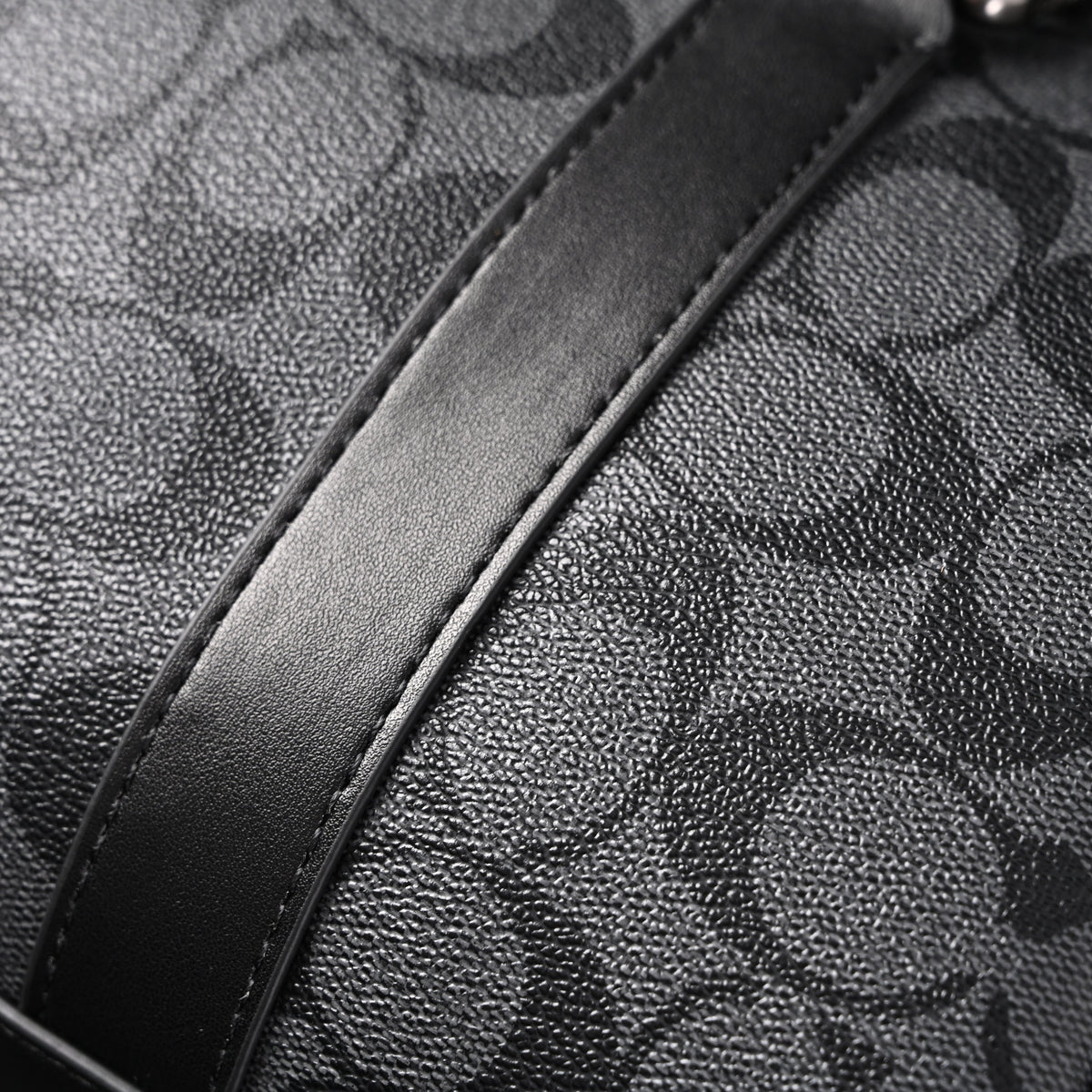 Coach Signature Duffel Bag – Black Monogram Canvas with Leather Trim — view 15