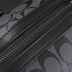 Coach Signature Duffel Bag – Black Monogram Canvas with Leather Trim — view 16