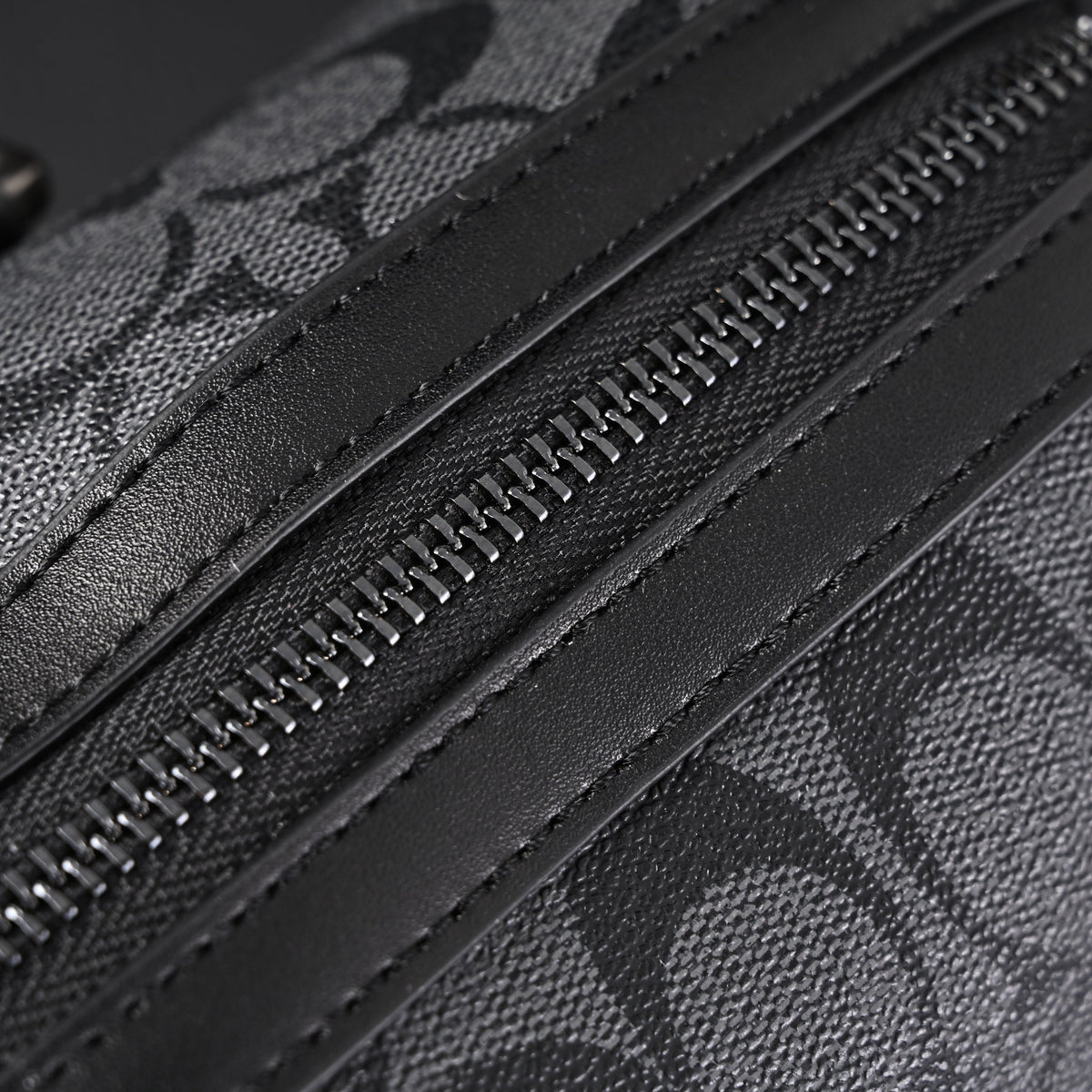 Coach Signature Duffel Bag – Black Monogram Canvas with Leather Trim — view 16