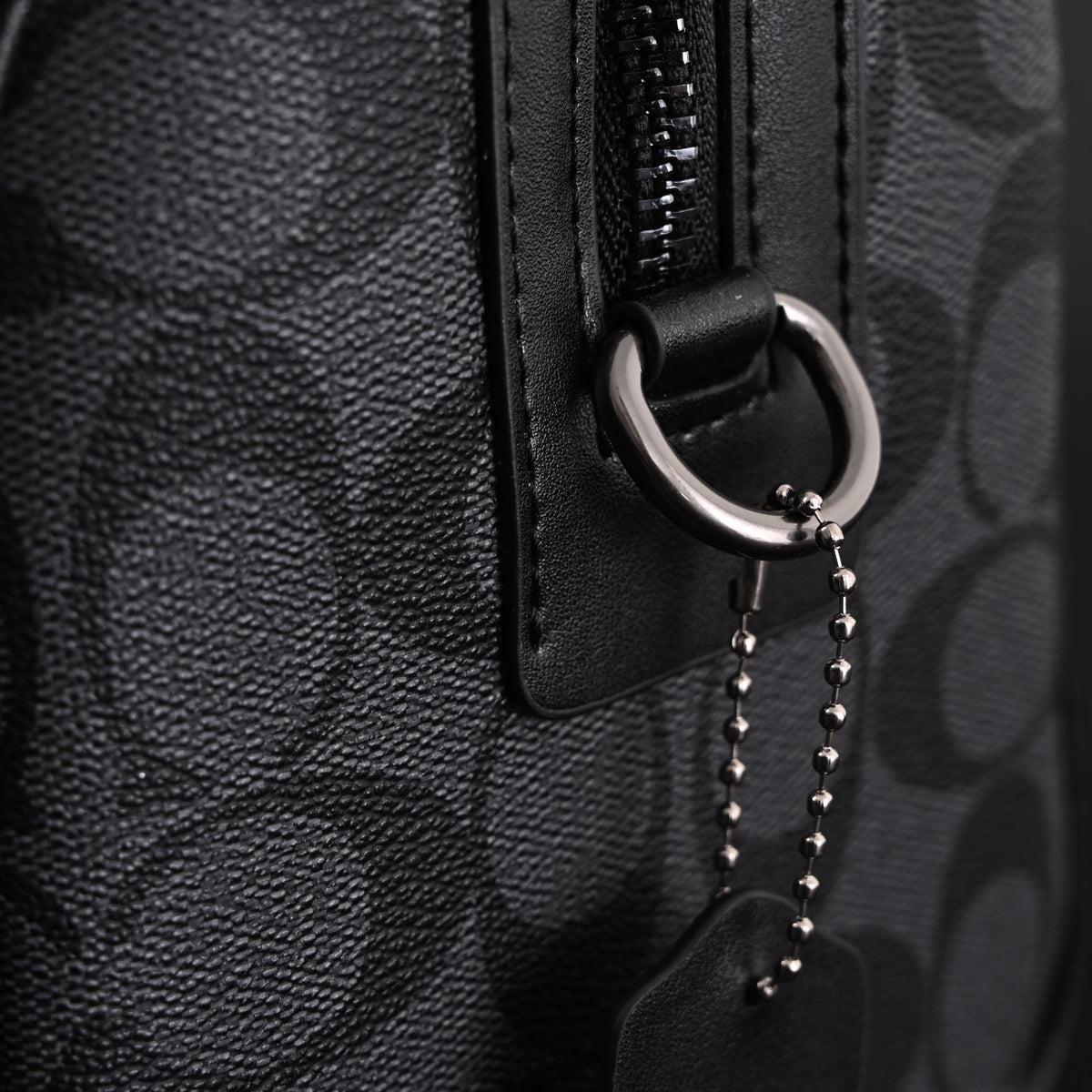 Coach Signature Duffel Bag – Black Monogram Canvas with Leather Trim — view 17
