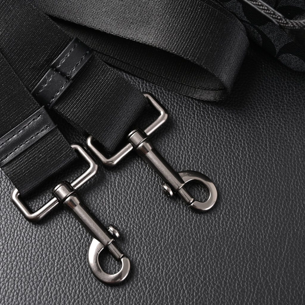Coach Signature Duffel Bag – Black Monogram Canvas with Leather Trim — view 18