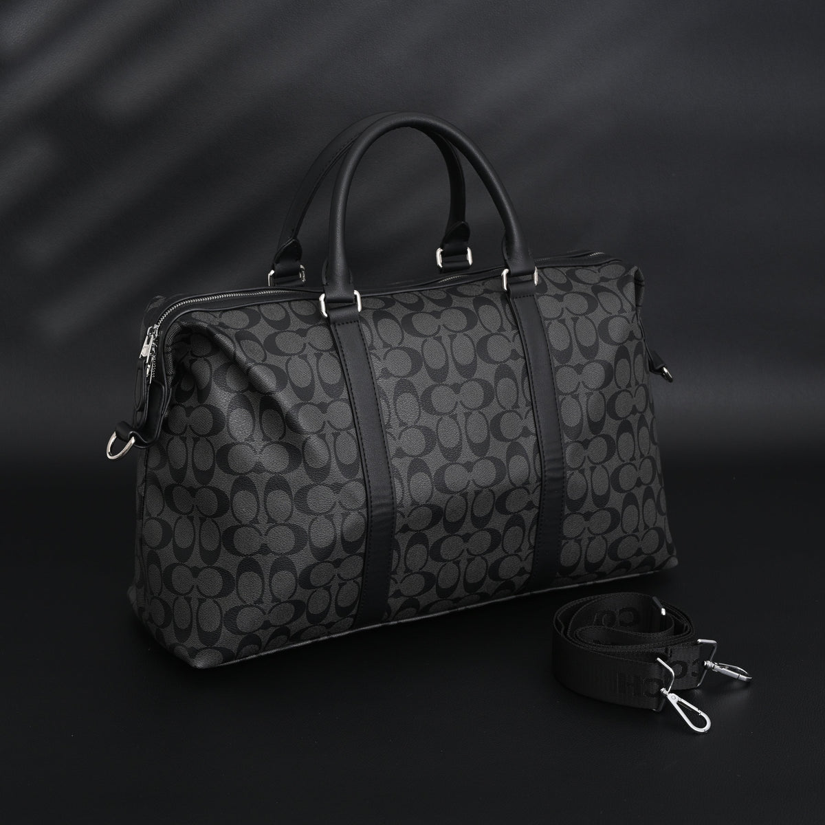 Coach Metropolitan Duffel Bag in Signature Black Canvas — view 11