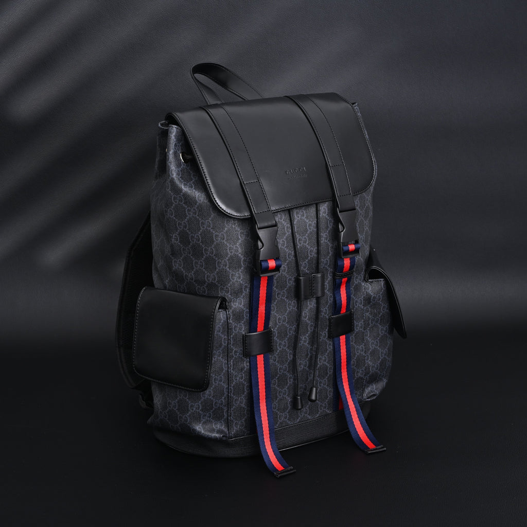 Gucci GG Supreme Monogram Backpack with Web Stripe — view 15