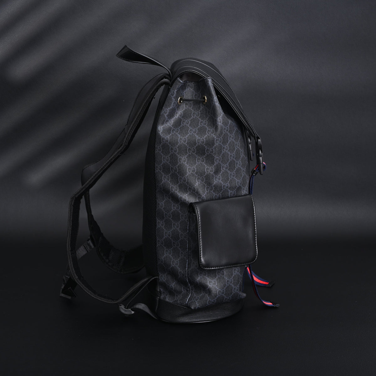 Gucci GG Supreme Monogram Backpack with Web Stripe — view 2