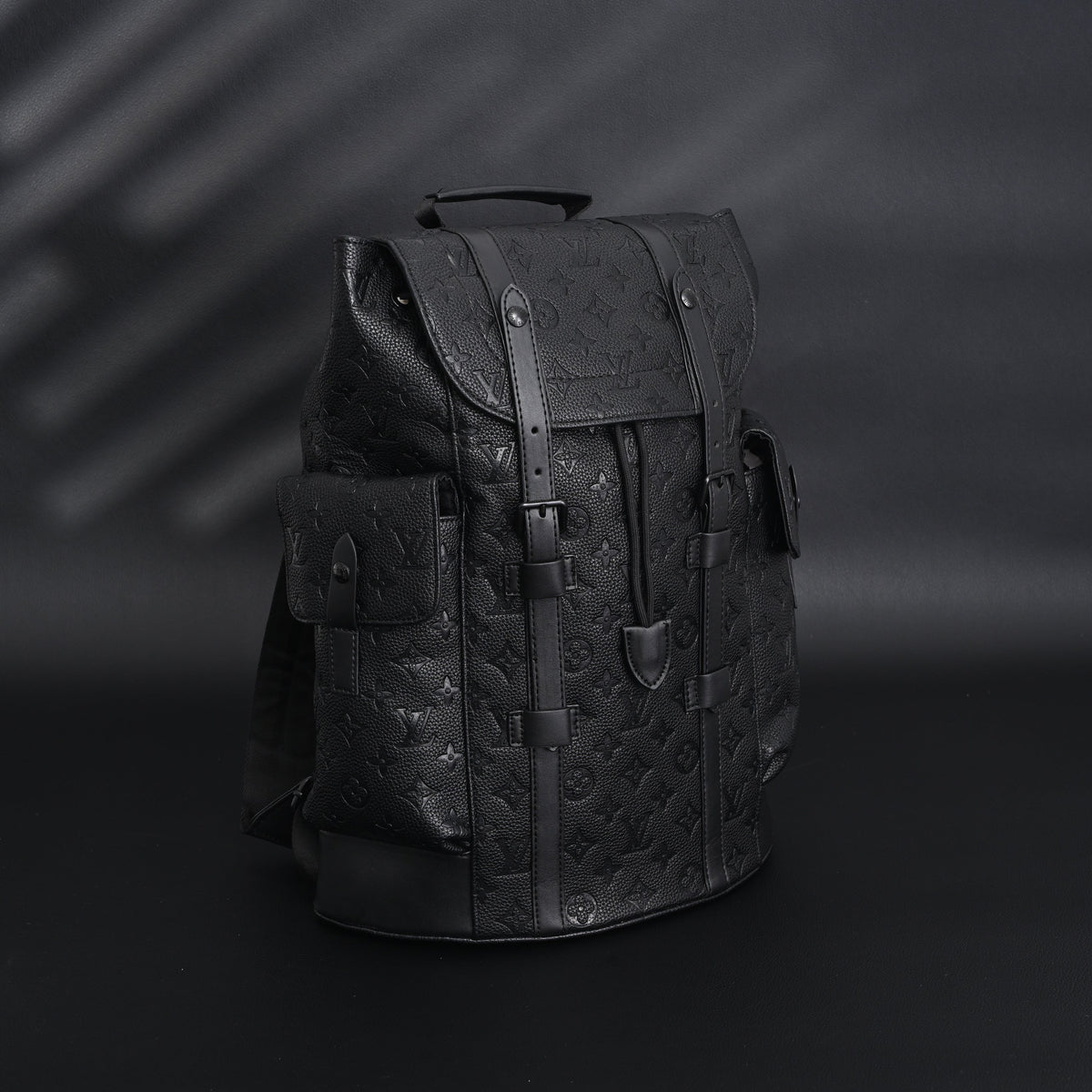 Louis Vuitton Christopher PM Backpack Monogram Shadow Black Leather — view 12