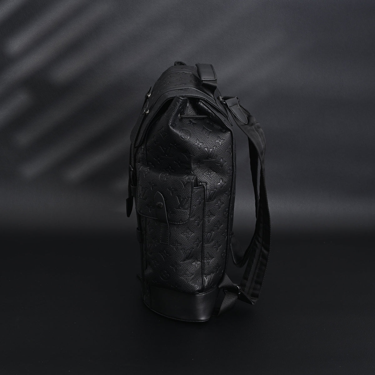 Louis Vuitton Christopher PM Backpack Monogram Shadow Black Leather — view 14