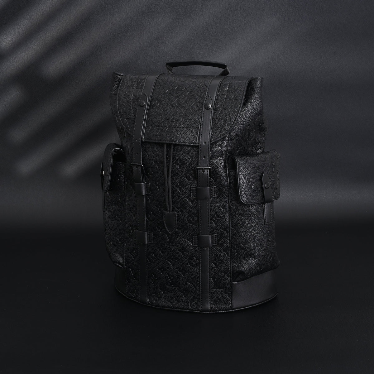 Louis Vuitton Christopher PM Backpack Monogram Shadow Black Leather — view 1