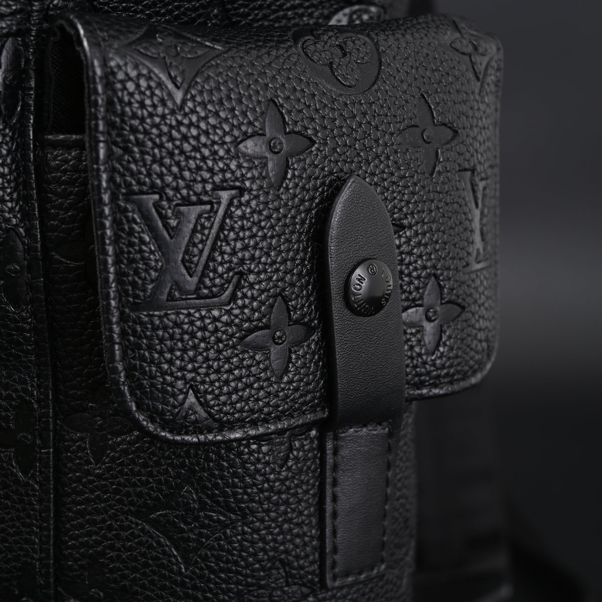Louis Vuitton Christopher PM Backpack Monogram Shadow Black Leather — view 7