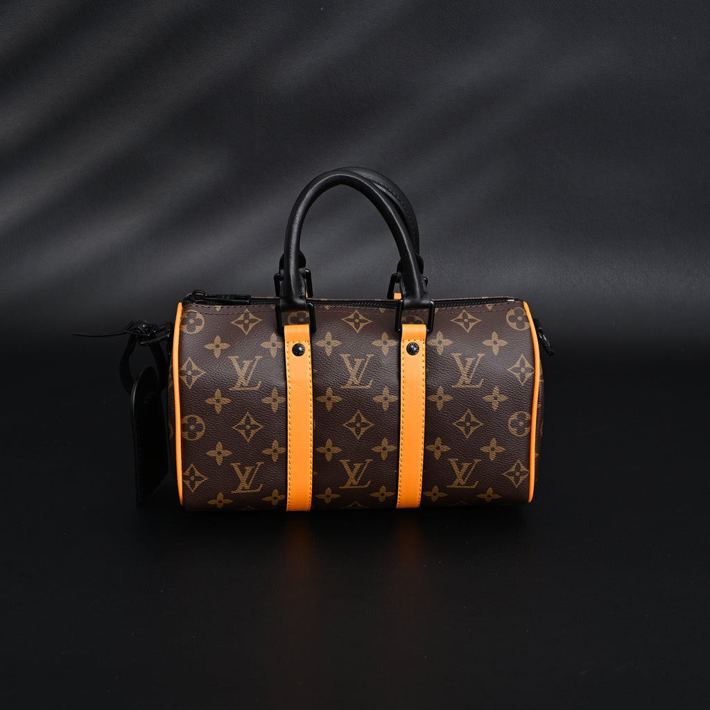 Louis Vuitton Keepall Bandoulière 50 – Monogram Canvas with Neon Orange Trim Travel Bag — view 14