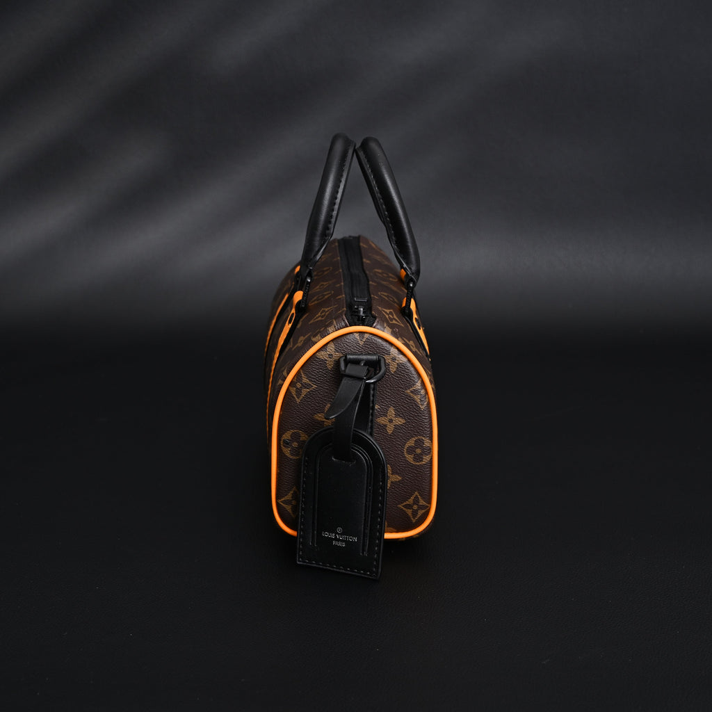 Louis Vuitton Keepall Bandoulière 50 – Monogram Canvas with Neon Orange Trim Travel Bag — view 15