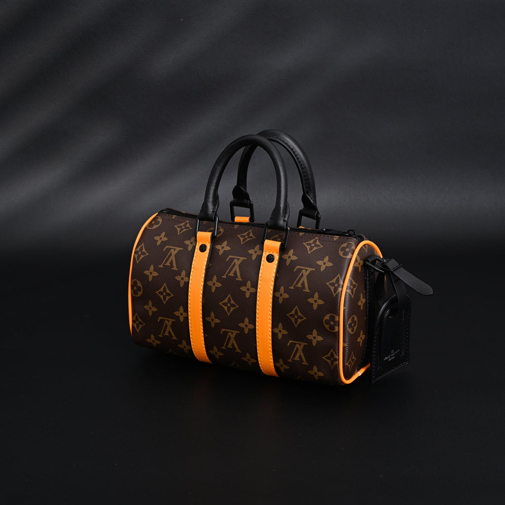 Louis Vuitton Keepall Bandoulière 50 – Monogram Canvas with Neon Orange Trim Travel Bag — view 11