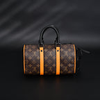 Louis Vuitton Keepall Bandoulière 50 – Monogram Canvas with Neon Orange Trim Travel Bag — view 12