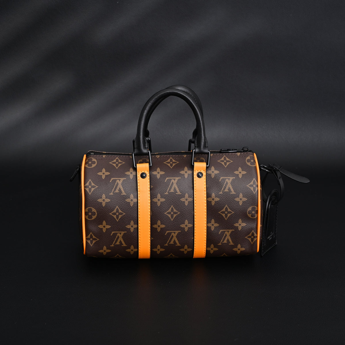 Louis Vuitton Keepall Bandoulière 50 – Monogram Canvas with Neon Orange Trim Travel Bag — view 12