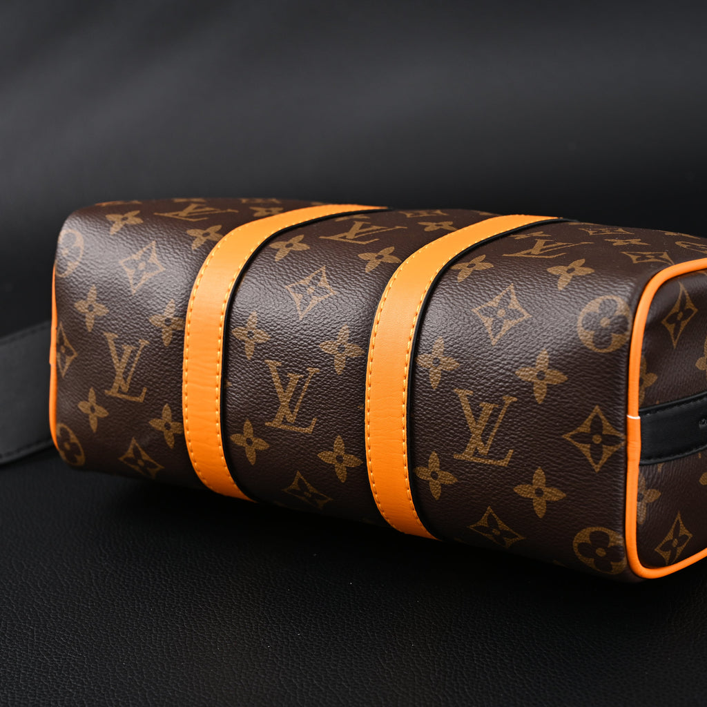 Louis Vuitton Keepall Bandoulière 50 – Monogram Canvas with Neon Orange Trim Travel Bag — view 18