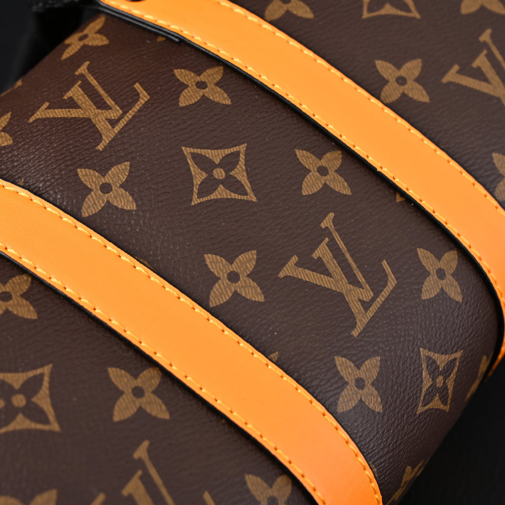 Louis Vuitton Keepall Bandoulière 50 – Monogram Canvas with Neon Orange Trim Travel Bag — view 19