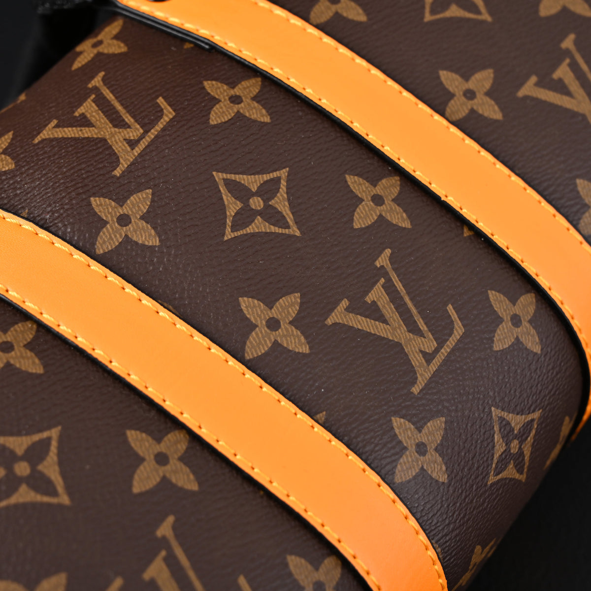 Louis Vuitton Keepall Bandoulière 50 – Monogram Canvas with Neon Orange Trim Travel Bag — view 19