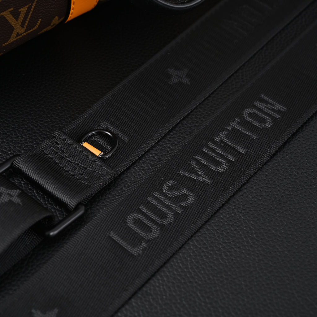 Louis Vuitton Keepall Bandoulière 50 – Monogram Canvas with Neon Orange Trim Travel Bag — view 6