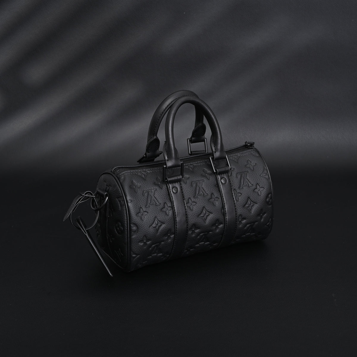 Louis Vuitton Keepall Bandoulière 50 – Monogram Shadow Black Leather Travel Bag — view 12