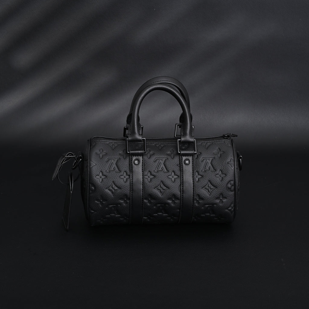 Louis Vuitton Keepall Bandoulière 50 – Monogram Shadow Black Leather Travel Bag — view 8