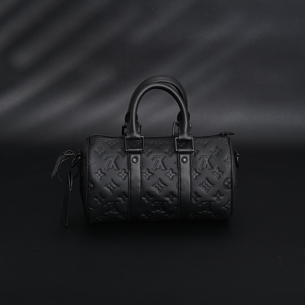 Louis Vuitton Keepall Bandoulière 50 – Monogram Shadow Black Leather Travel Bag — view 8