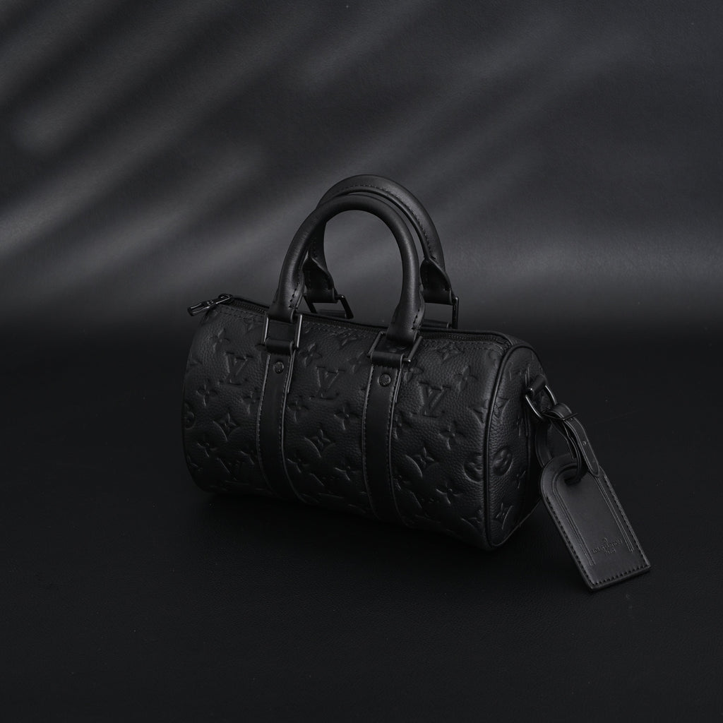 Louis Vuitton Keepall Bandoulière 50 – Monogram Shadow Black Leather Travel Bag — view 13