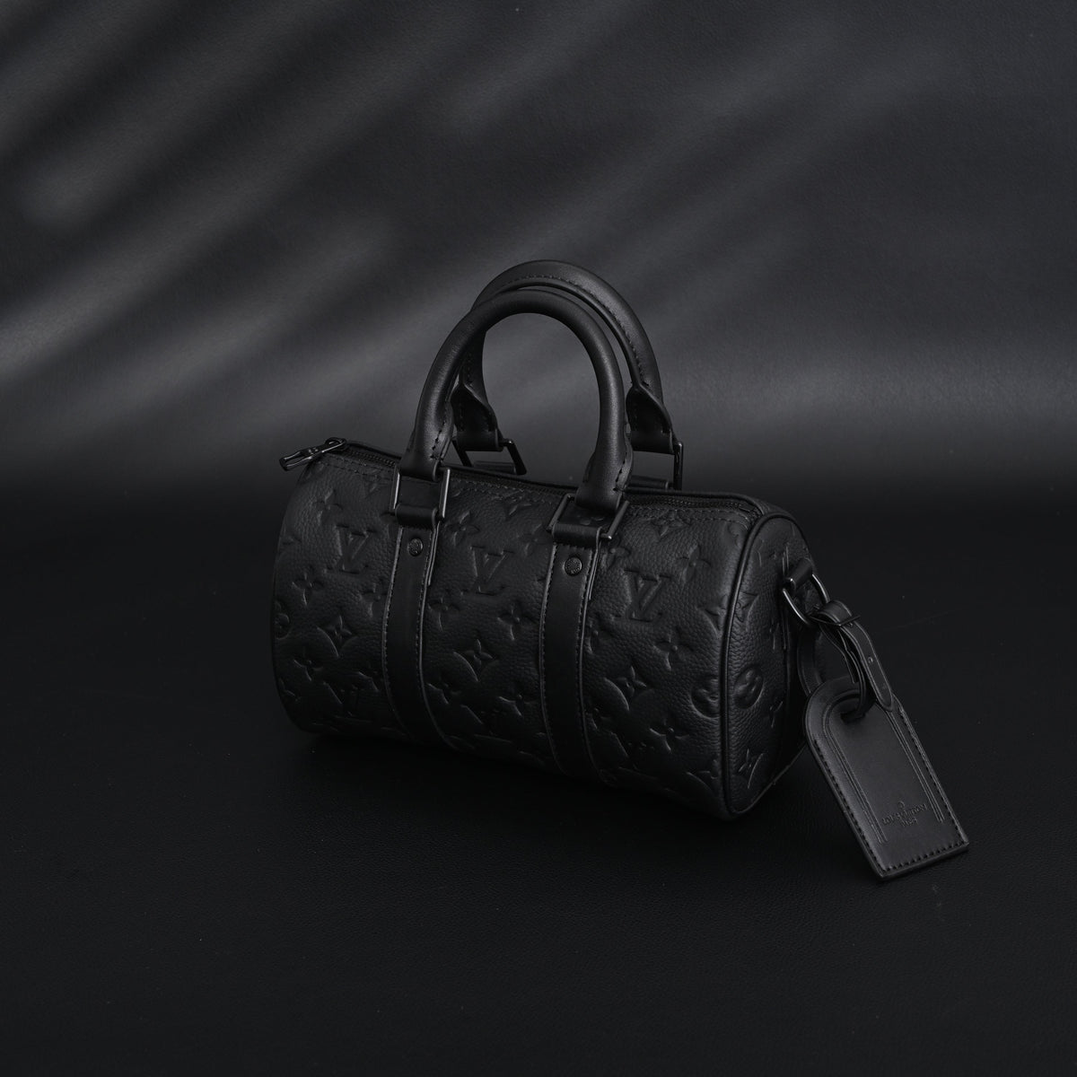 Louis Vuitton Keepall Bandoulière 50 – Monogram Shadow Black Leather Travel Bag — view 13