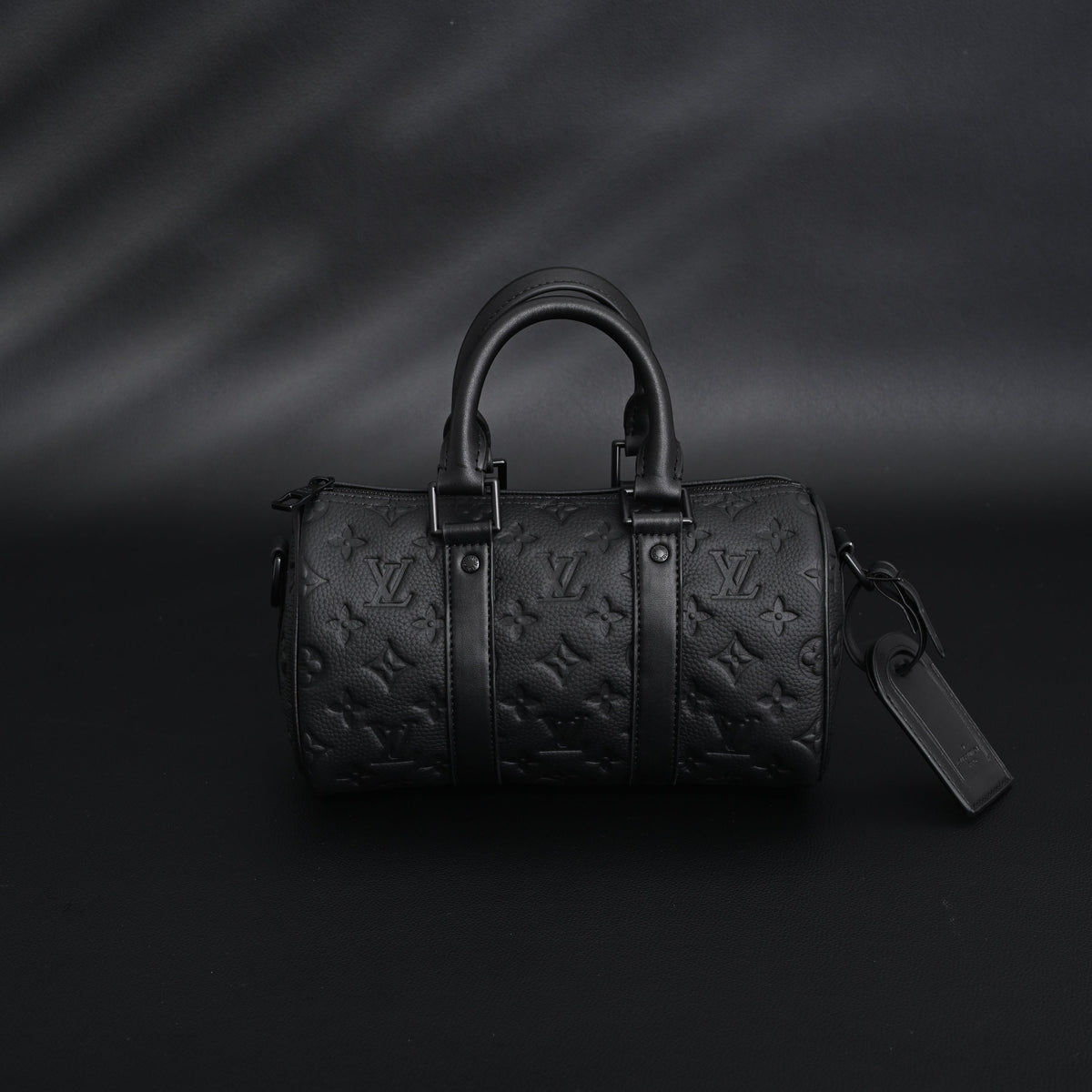 Louis Vuitton Keepall Bandoulière 50 – Monogram Shadow Black Leather Travel Bag — view 15