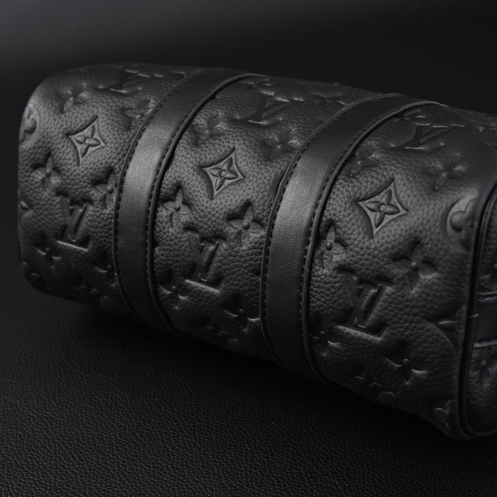 Louis Vuitton Keepall Bandoulière 50 – Monogram Shadow Black Leather Travel Bag — view 17