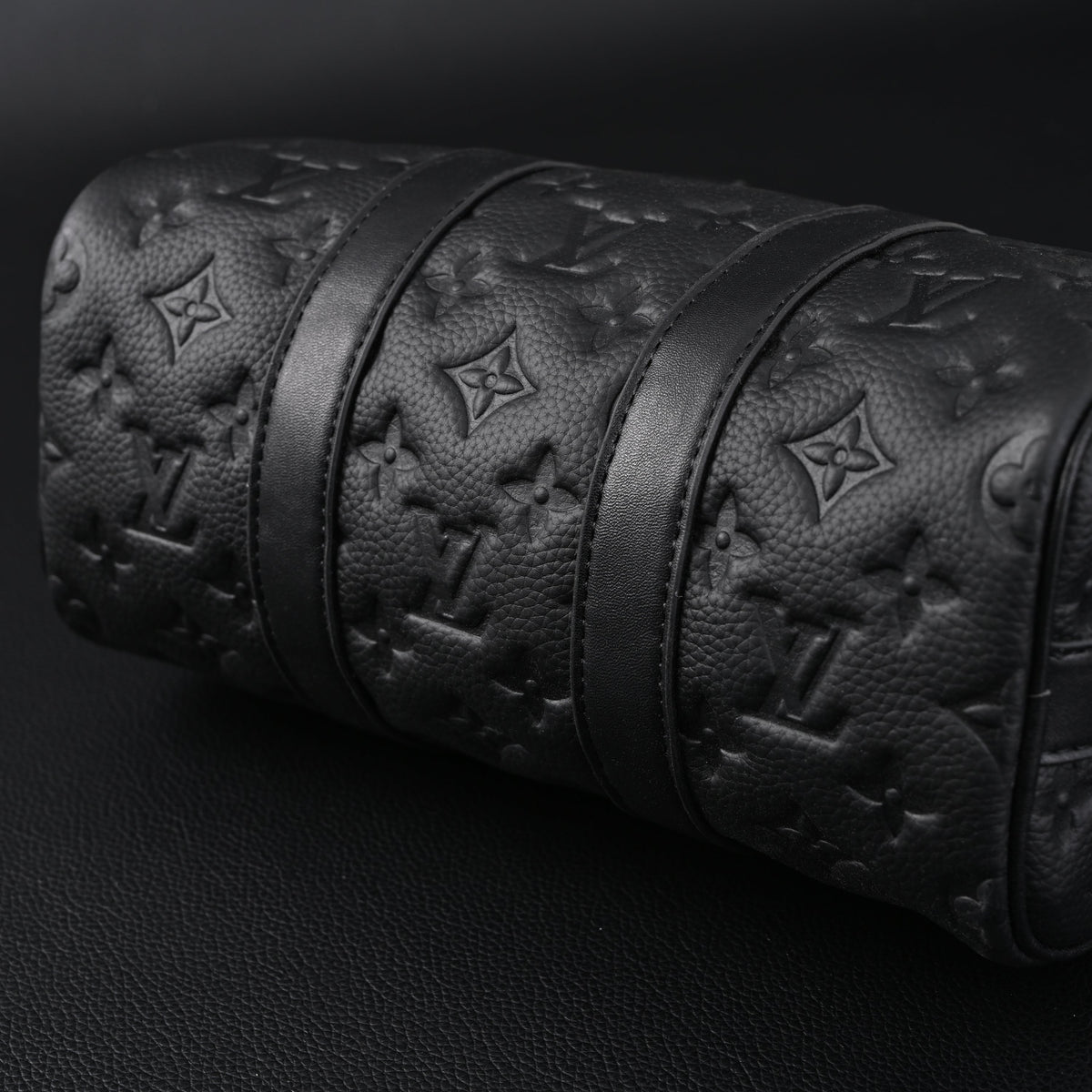 Louis Vuitton Keepall Bandoulière 50 – Monogram Shadow Black Leather Travel Bag — view 17