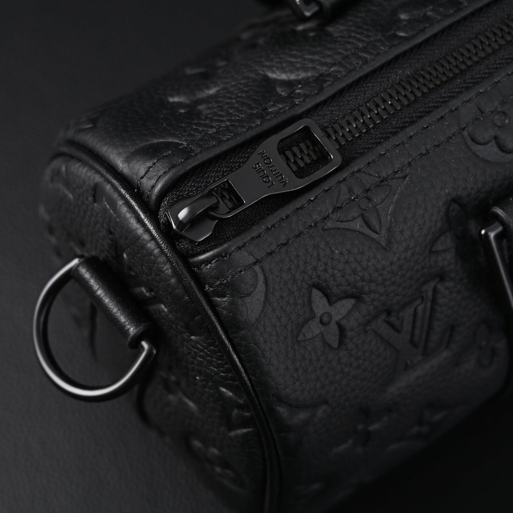 Louis Vuitton Keepall Bandoulière 50 – Monogram Shadow Black Leather Travel Bag — view 20
