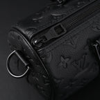 Louis Vuitton Keepall Bandoulière 50 – Monogram Shadow Black Leather Travel Bag — view 20