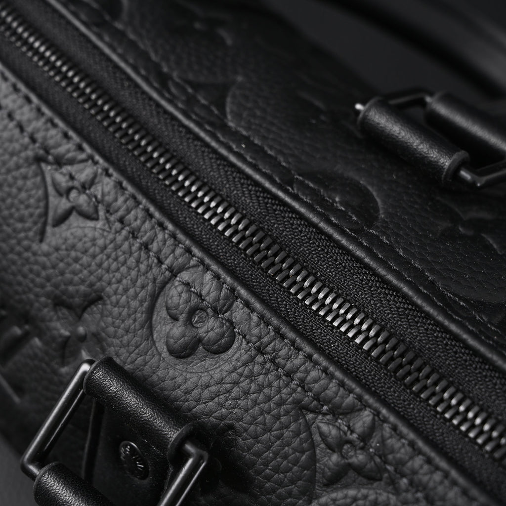 Louis Vuitton Keepall Bandoulière 50 – Monogram Shadow Black Leather Travel Bag — view 7