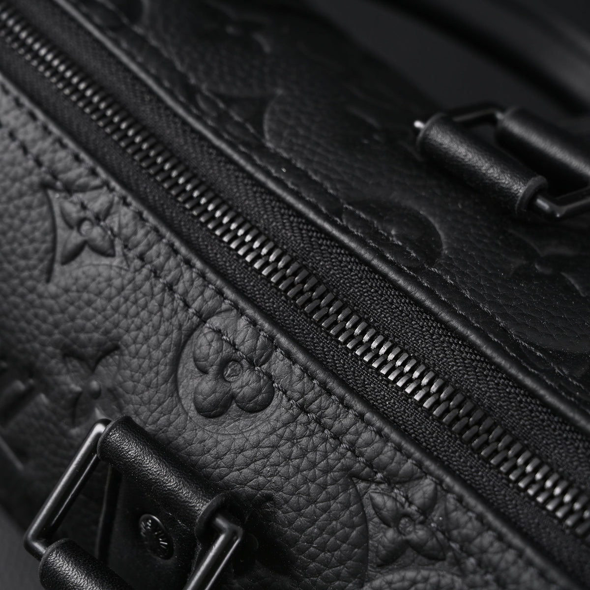 Louis Vuitton Keepall Bandoulière 50 – Monogram Shadow Black Leather Travel Bag — view 7