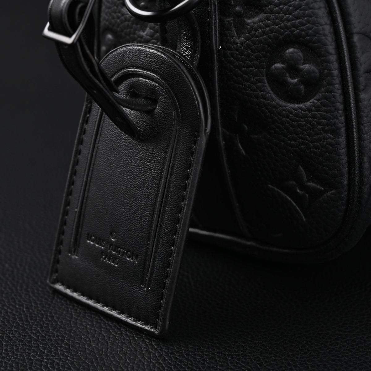 Louis Vuitton Keepall Bandoulière 50 – Monogram Shadow Black Leather Travel Bag — view 2